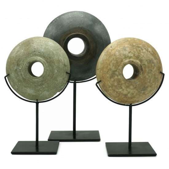 Set of Three Stone Rings on Stands