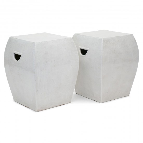 Pair of White Ceramic Garden Seats