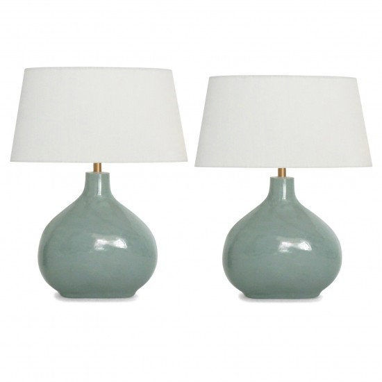 Pair of Light Blue/Gray Opaque Glass Lamps