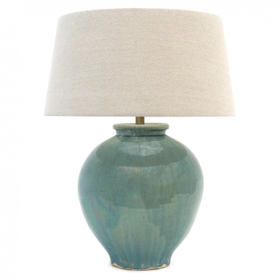 Light Blue Green Stoneware Lamp