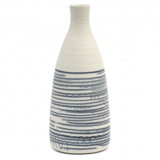 Blue and White Striped Vase