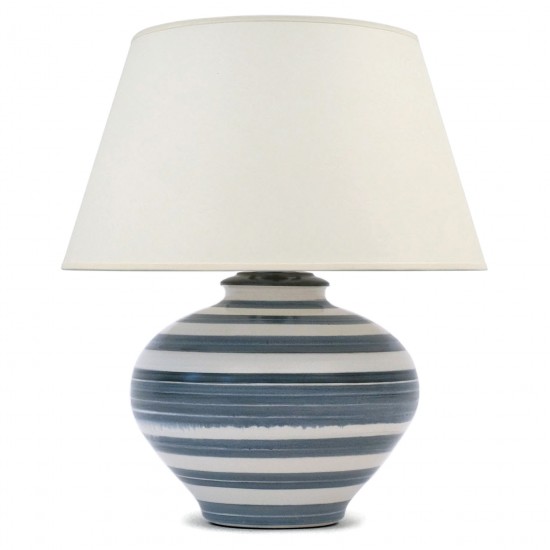 Blue and White Striped Ceramic Table Lamp