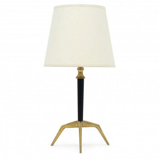 Small Black Metal and Brass Table Lamp
