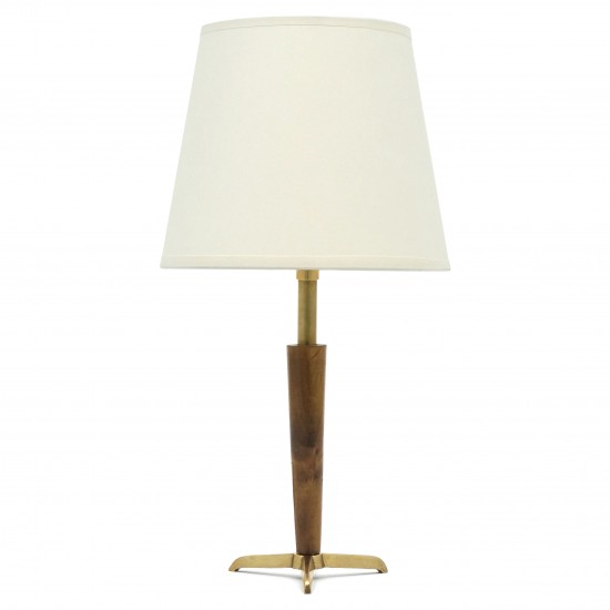 Small Wooden and Brass Table Lamp