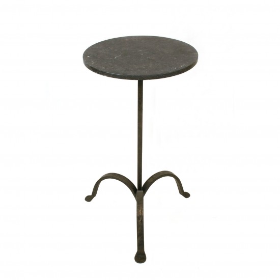 Iron Tripod Drinks Table with Black Marble Top