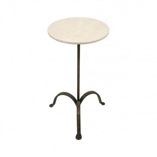 Iron Tripod Drinks Table with Marble Top
