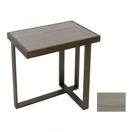 Rectangular Iron and Marble Asymmetrical Drinks Table