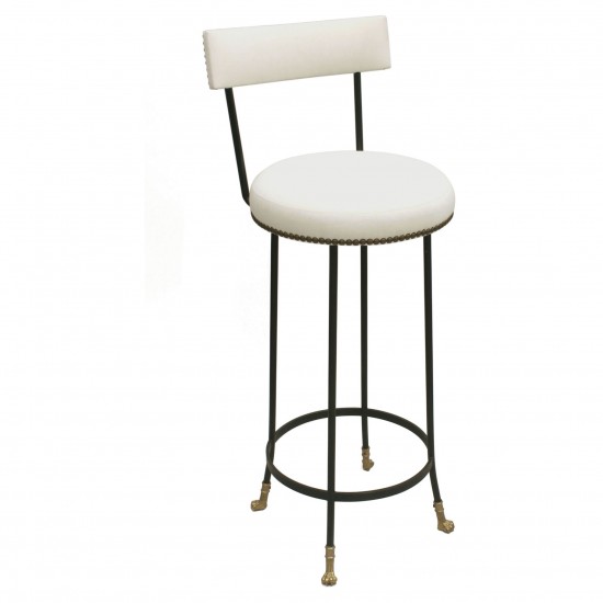 Bar Height Cast Bronze and Black Iron Barstool with Back