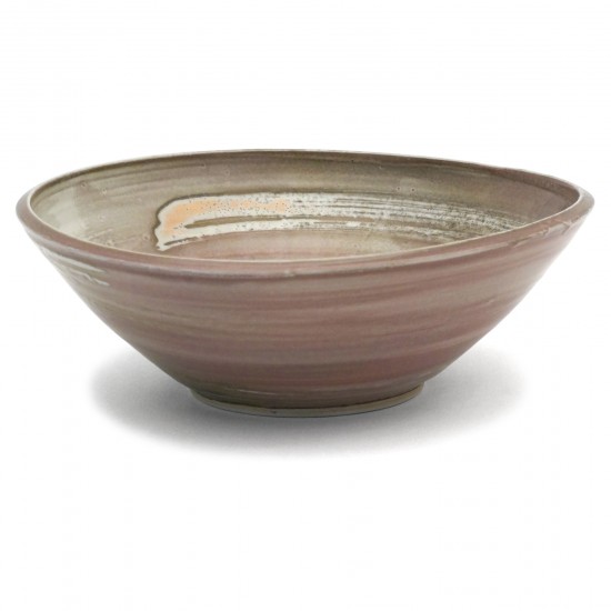 Beige and Peach Colored Stoneware Bowl