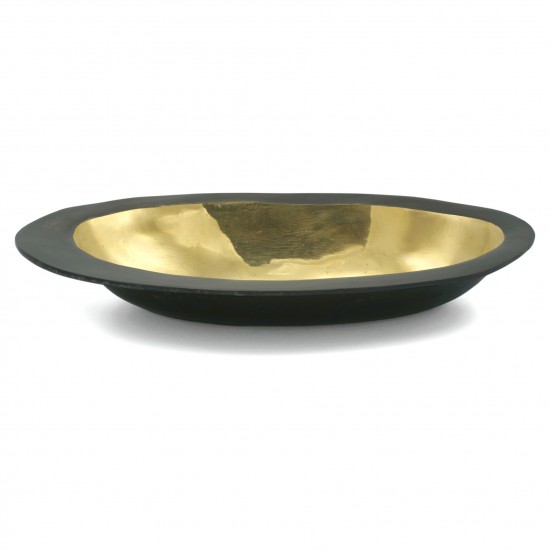 Large Oval Brass and Bronze Bowl