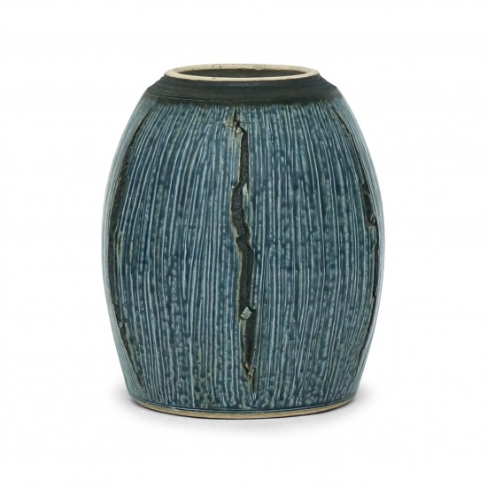 Blue Strie Stoneware Vase