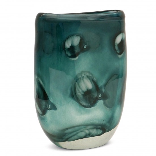 Hand Blown Teal Glass Vase