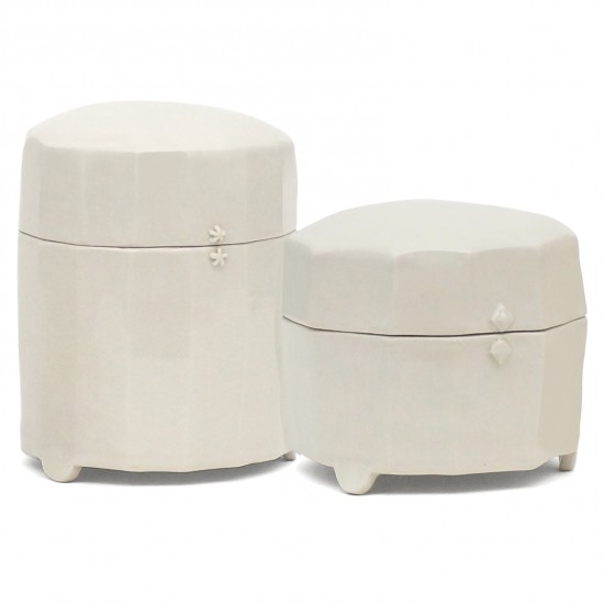 Set of Two Crackle Glazed Porcelain Boxes