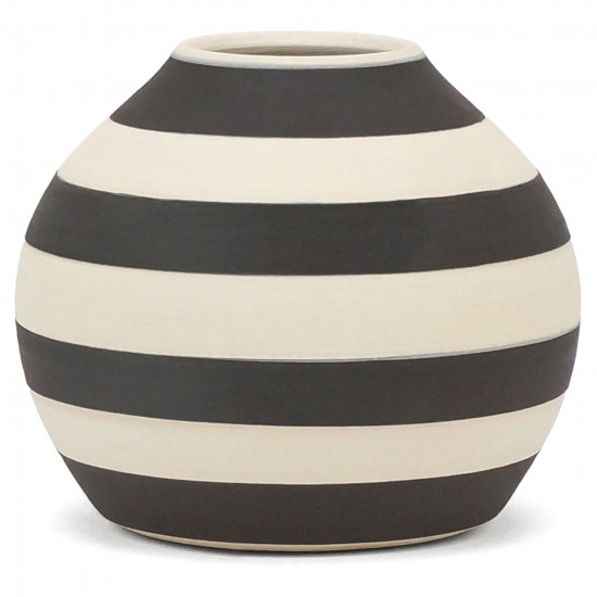 Black and White Striped Stoneware Vase