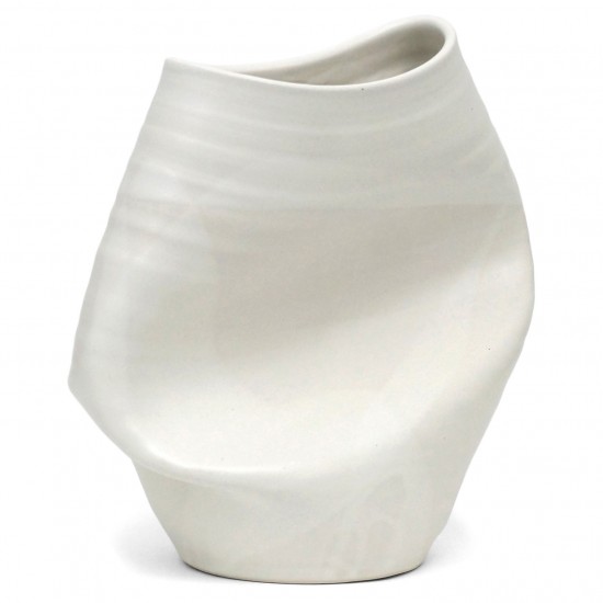 White Stoneware Smashed Vase