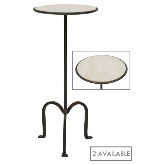 Iron Tripod Table with Creme Marfil Marble Top