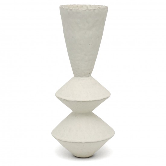 Zig Zag Stoneware Funnel Vase