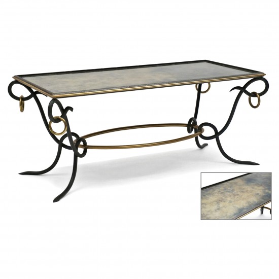 Iron, Brass and Mirrored Coffee Table