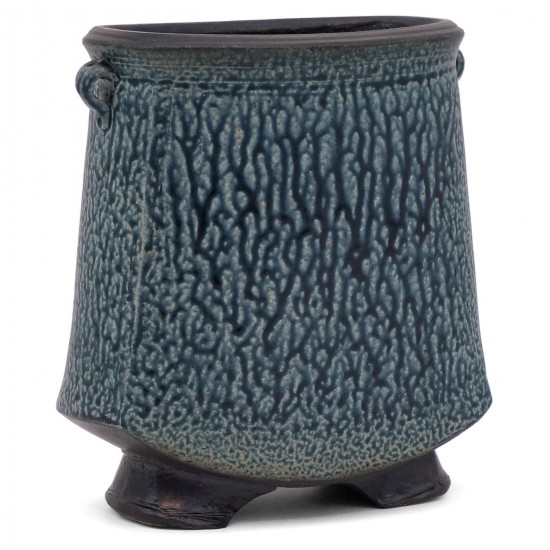 Blue Textured Stoneware Vase