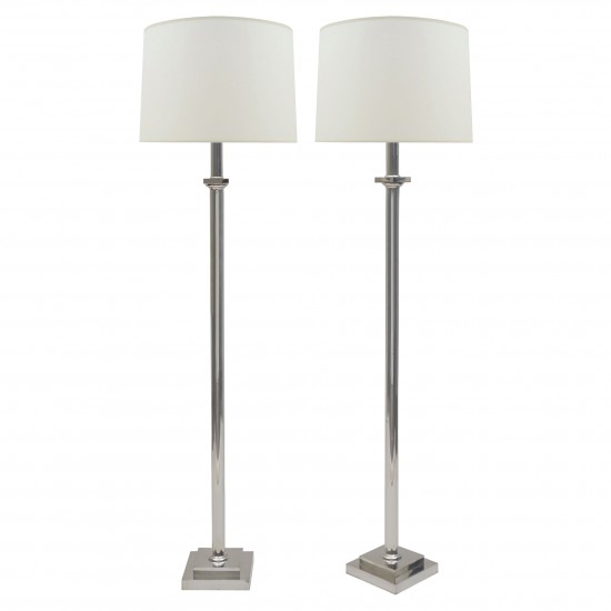 Pair of Silver Plated Standing Lamps