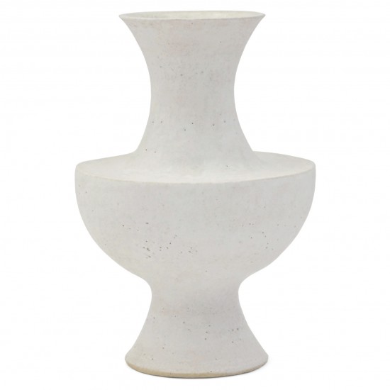 Matte White Ceramic Vase in Geometric Shapes by John Born