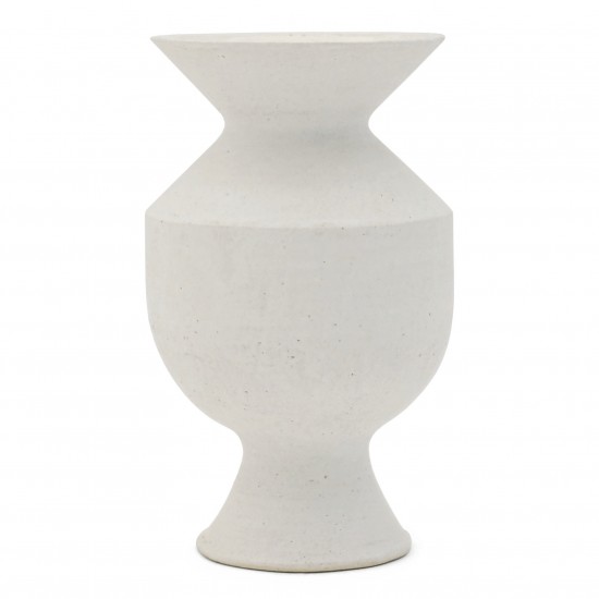 Matte White Ceramic Vase in Geometric Shapes by John Born