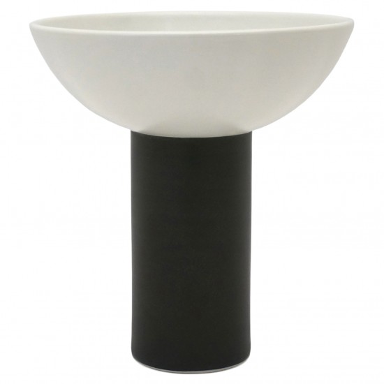 Medium Black and White Porcelain Pedestal Bowl