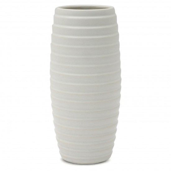 White Porcelain Ribbed Vase