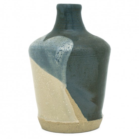 Studio Art Stoneware Vase in Blues and Beige