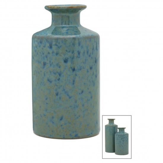 Small Blue Irridescent Bottle Vase