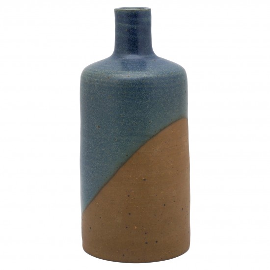 Partly Glazed Blue Stoneware Vase