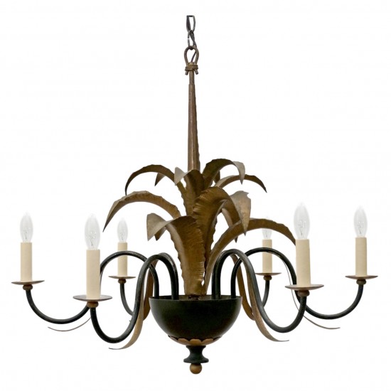 Black Iron and Gilded Chandelier
