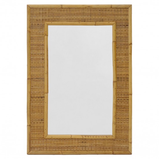 French Bamboo and Rattan Mirror