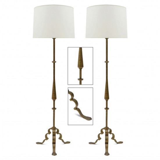 Pair of Gilt Iron Standing Lamps