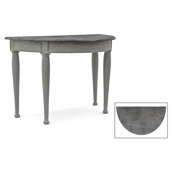 Blue Painted Demi-Lune Console Table