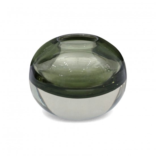 Circular Green/Gray Glass Vase