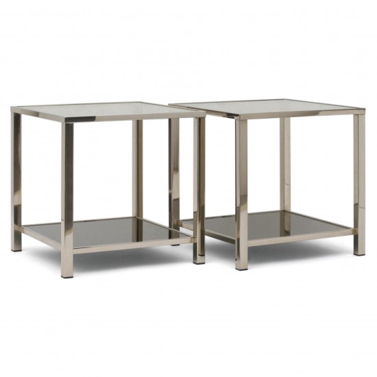 A Pair of Square Chrome Side Tables