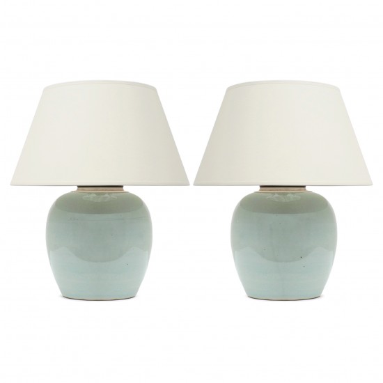 Pair of Celadon Lamps