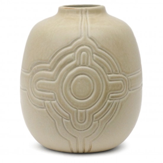 Beige Hand Made Stoneware Vase