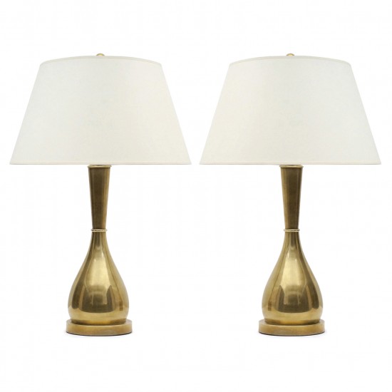 Pair of Patinated Brass Lamps
