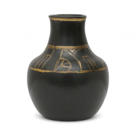Black Vase with Gold Decoration