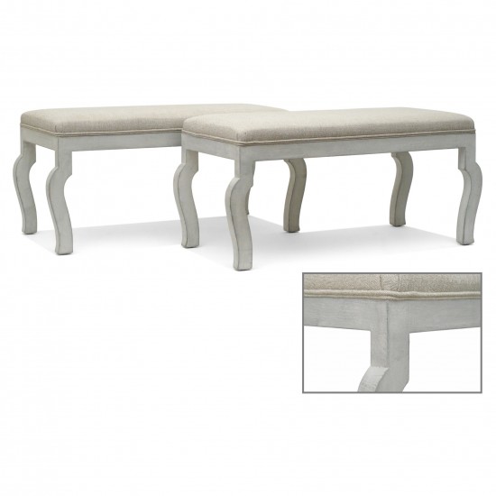 Pair of Gray/White Painted Wood Benches