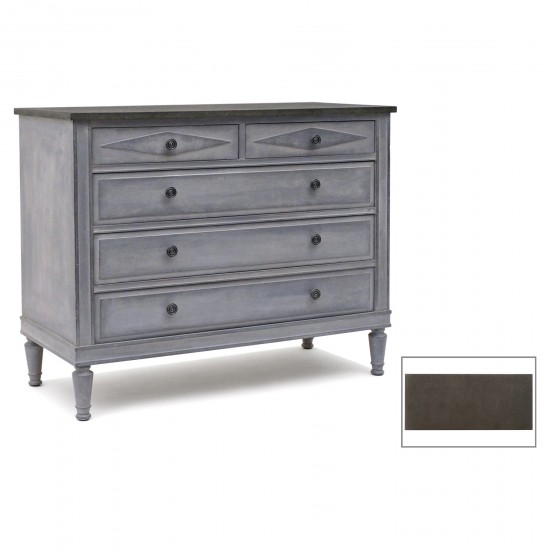 Five Drawer Blue Painted Commode