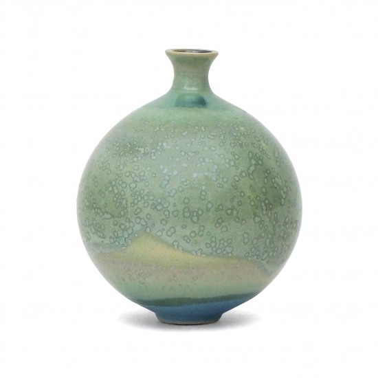 Circular Green Stoneware Vase
