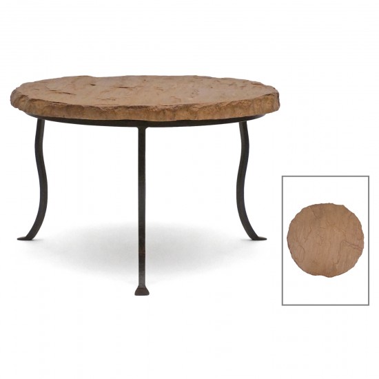 Circular Iron Table with Stone Top
