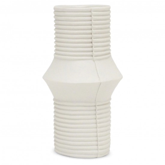 White Porcelain Corrugated Vase