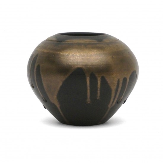Shaped Black and Bronze Vase